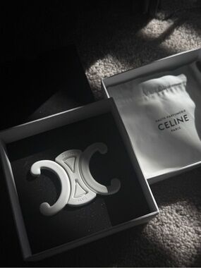 Celine White Ceramic Double C Motif Decorative Object